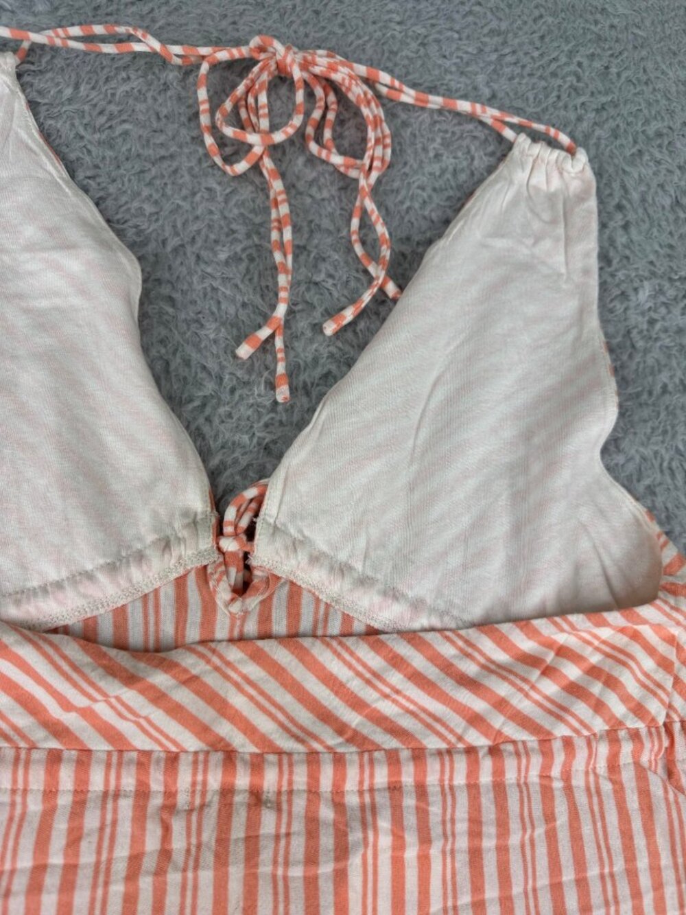 J.Crew Melon Striped Halter Charlotte Top S Tie Front Summer Style Beach Casual - Picture 7 of 15